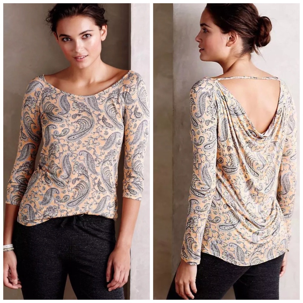 Anthropologie Pure Good Printed Swoopback Top NEW